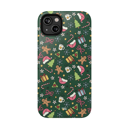 Green Festive Holiday Phone Case - Impact-Resistant Design for Christmas Cheer