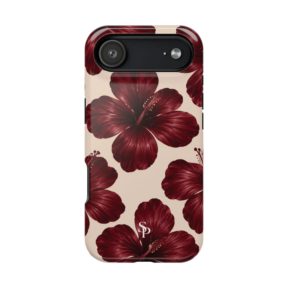 Burgundy Hibiscus Floral Magnetic Phone Case