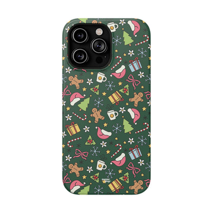 Green Festive Holiday Phone Case - Impact-Resistant Design for Christmas Cheer