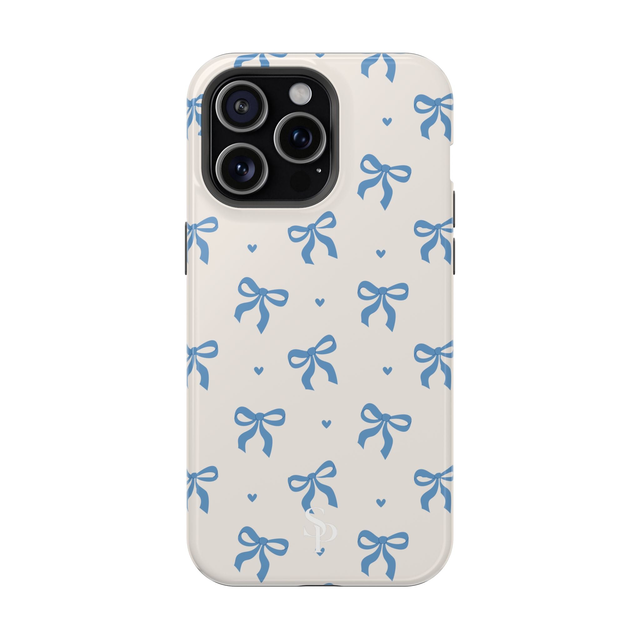 Blue Bow with Small Blue Hearts Magnetic Tough Case