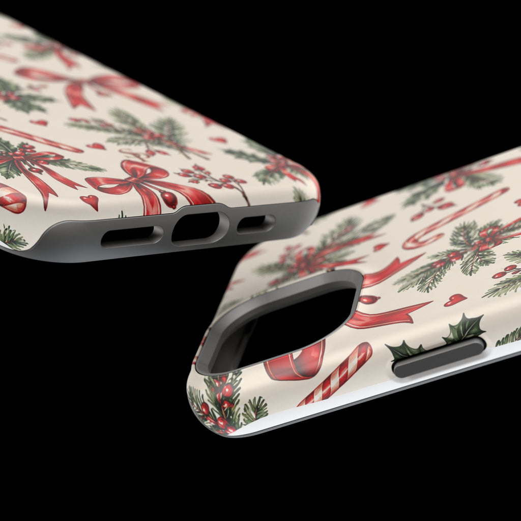 Christmas Candy Cane & Bow Magnetic Phone Case