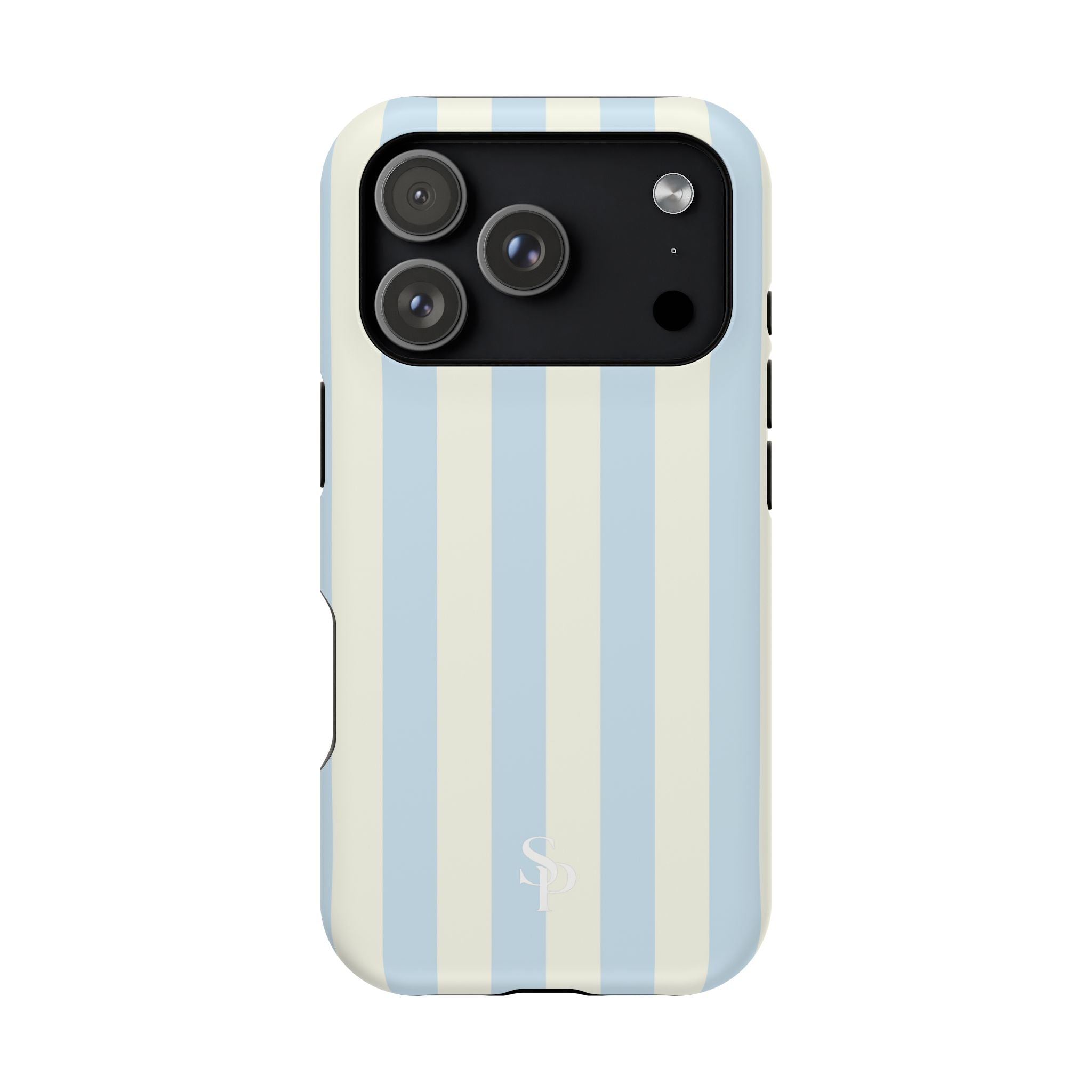 Pastel Blue & Cream Stripe Magnetic Impact-Resistant Phone Case