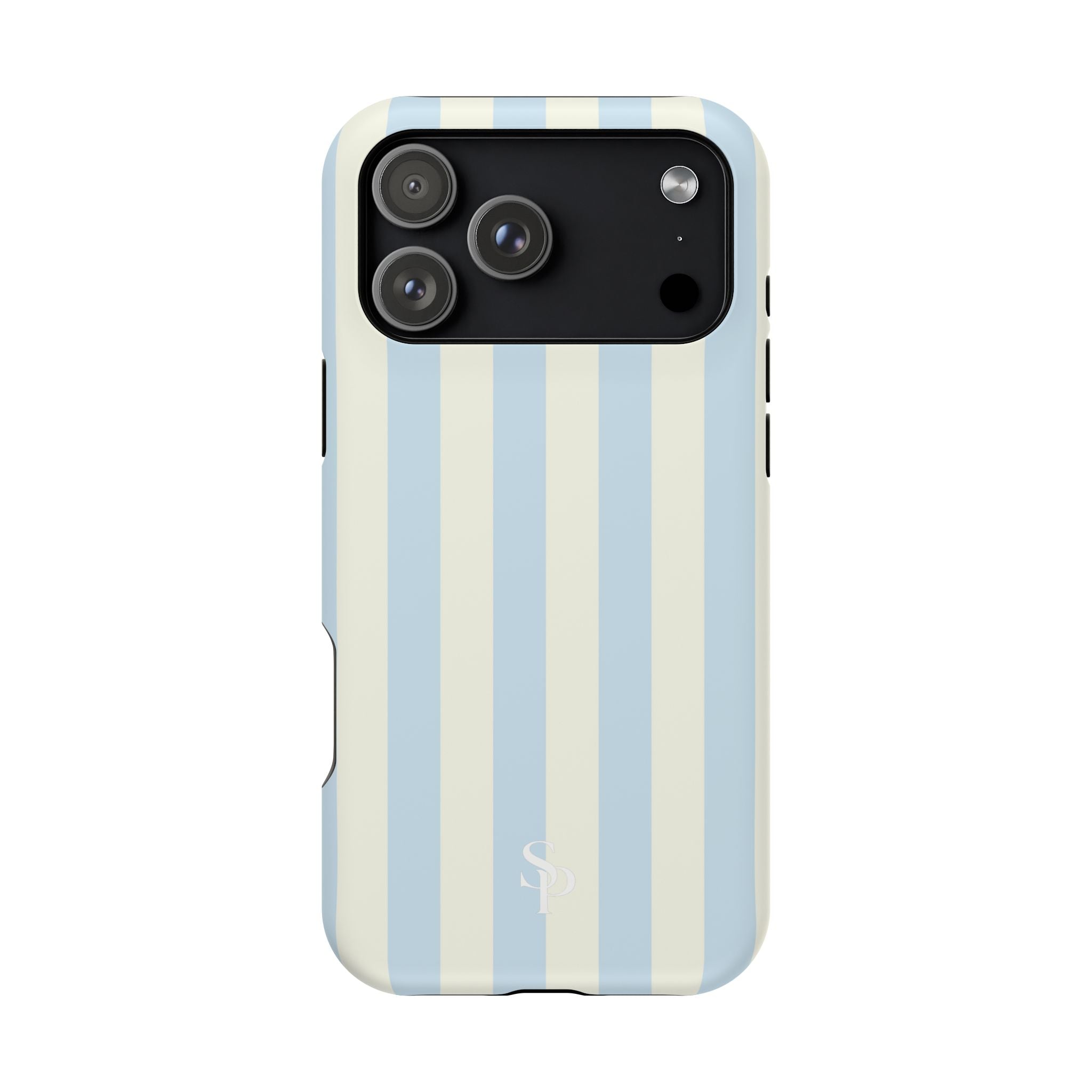 Pastel Blue & Cream Stripe Magnetic Impact-Resistant Phone Case
