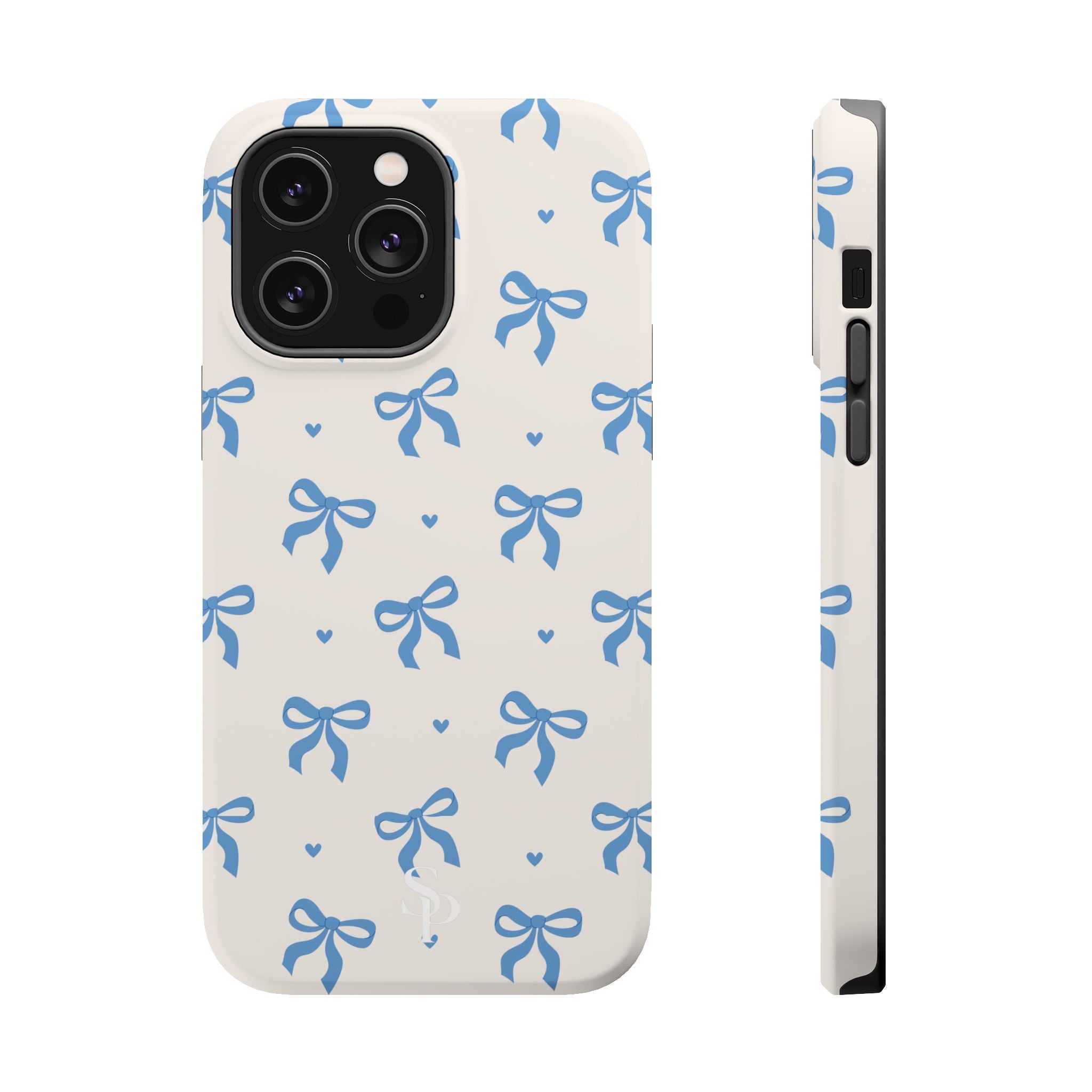 Blue Bow with Small Blue Hearts Magnetic Tough Case