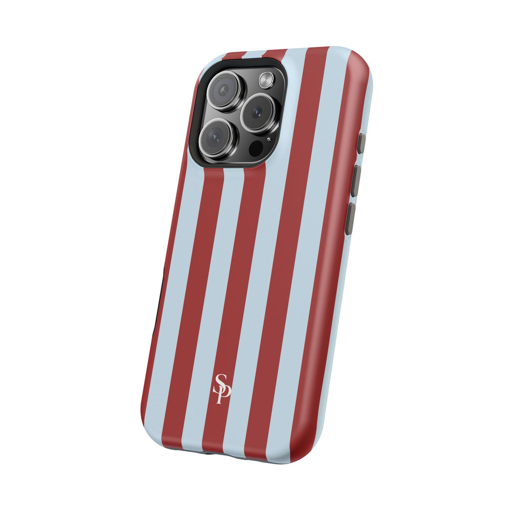 Red & Light Blue Vertical Stripe Magnetic Impact-Resistant Phone Case