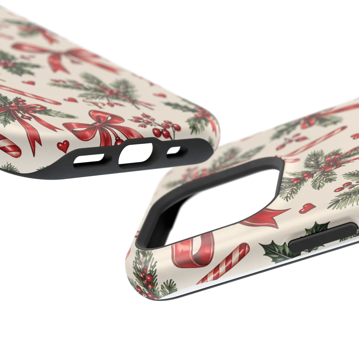 Christmas Candy Cane & Bow Magnetic Phone Case
