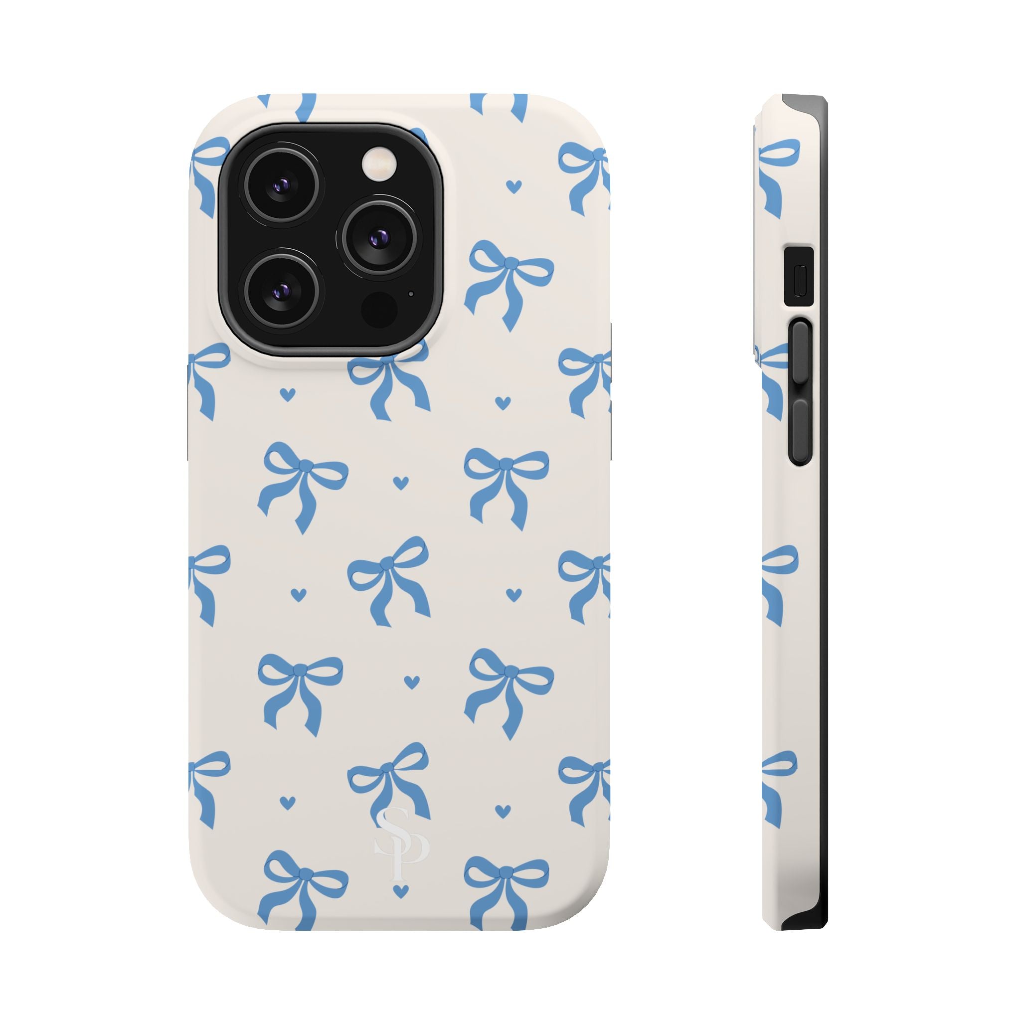 Blue Bow with Small Blue Hearts Magnetic Tough Case