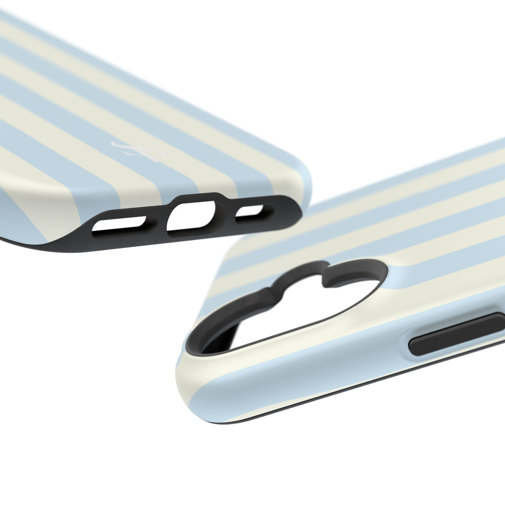 Pastel Blue & Cream Stripe Magnetic Impact-Resistant Phone Case