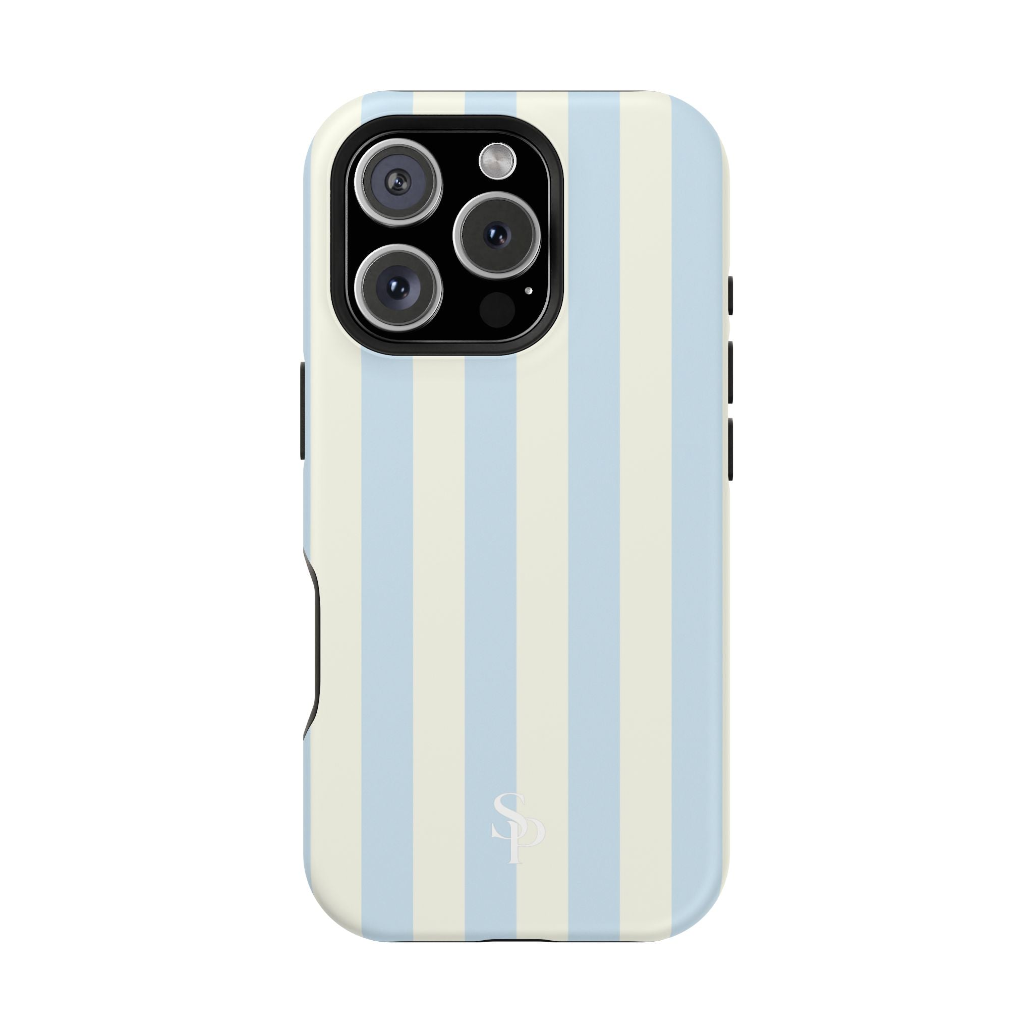 Pastel Blue & Cream Stripe Magnetic Impact-Resistant Phone Case
