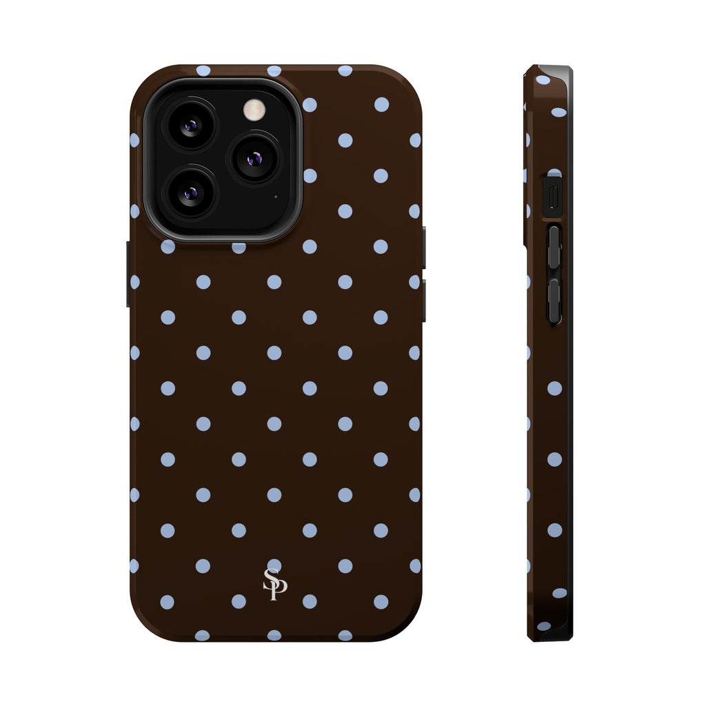 Brown & Light Blue Polka Dot Magnetic Phone Case