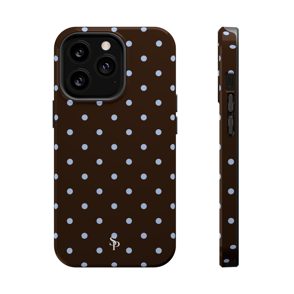 Brown & Light Blue Polka Dot Magnetic Phone Case