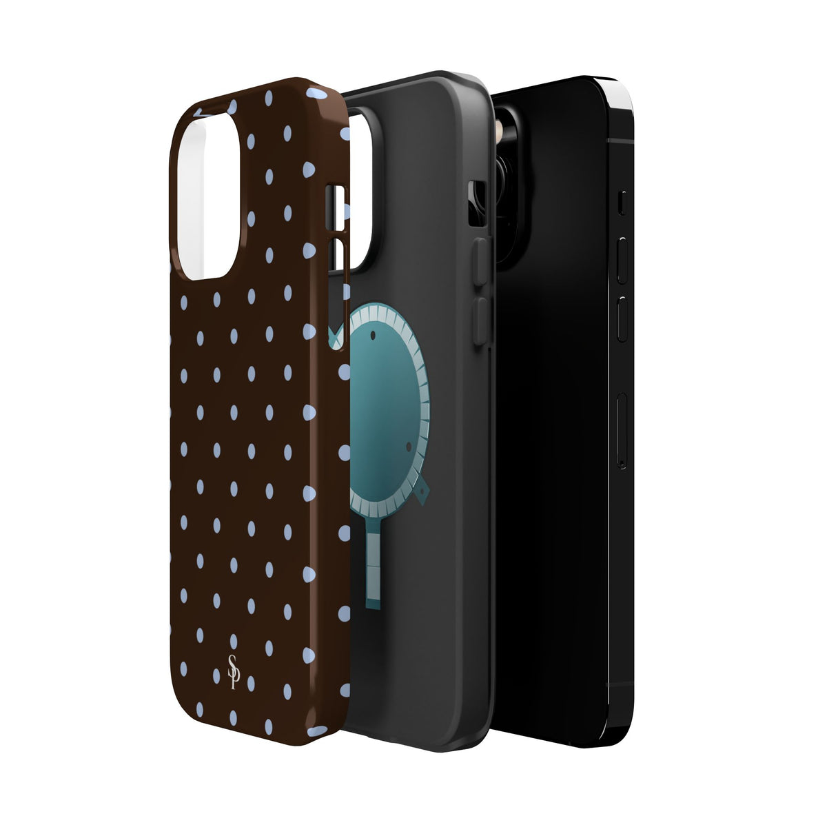 Brown & Light Blue Polka Dot Magnetic Phone Case