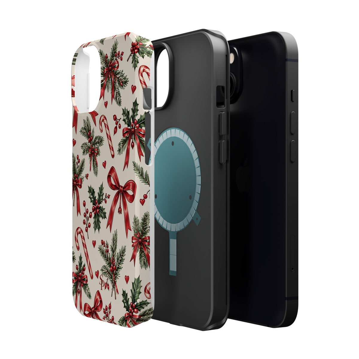 Christmas Candy Cane & Bow Magnetic Phone Case