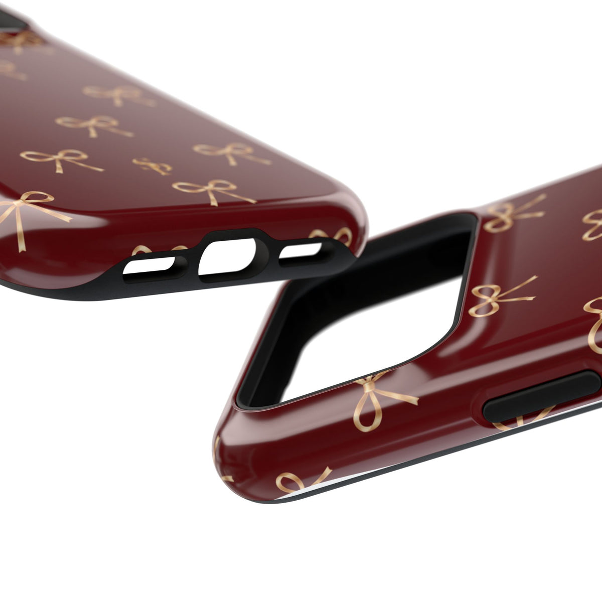 Burgundy Festive Gold Bow Magnetic Phone Case