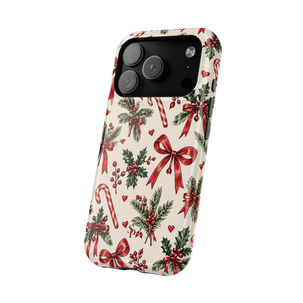 Christmas Candy Cane & Bow Magnetic Phone Case