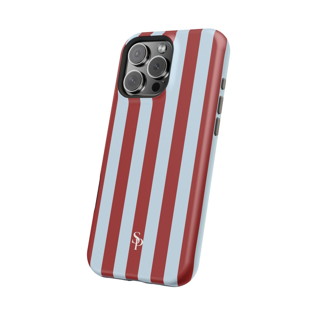 Red & Light Blue Vertical Stripe Magnetic Impact-Resistant Phone Case