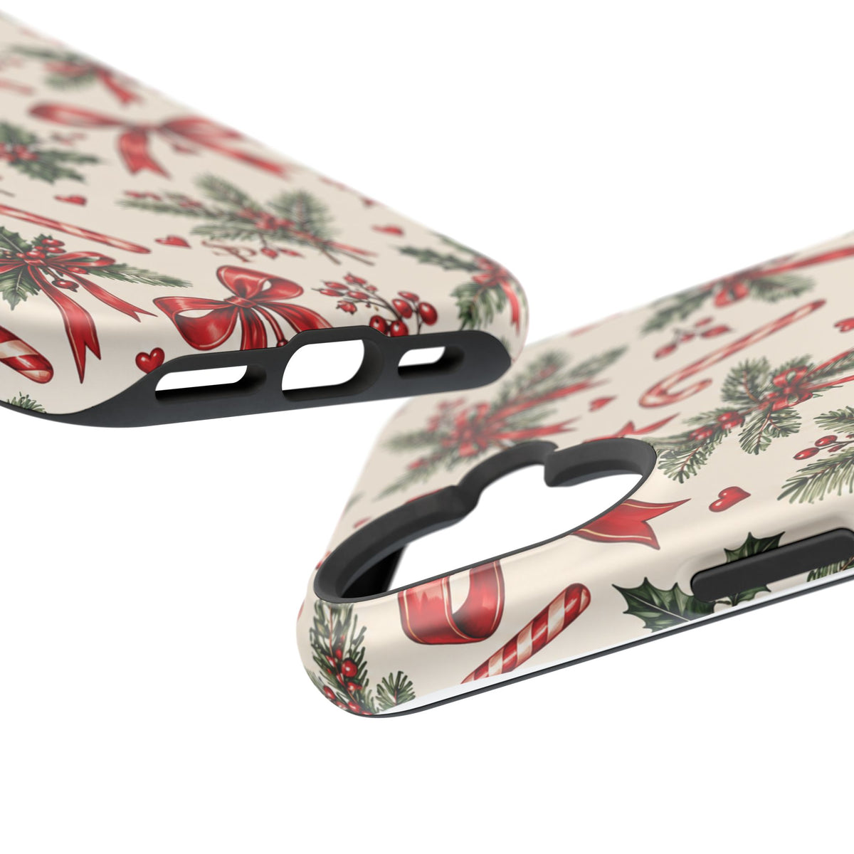 Christmas Candy Cane & Bow Magnetic Phone Case
