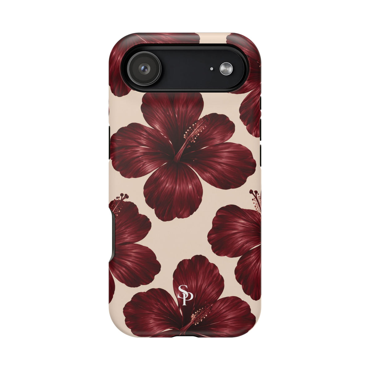 Burgundy Hibiscus Floral Magnetic Phone Case