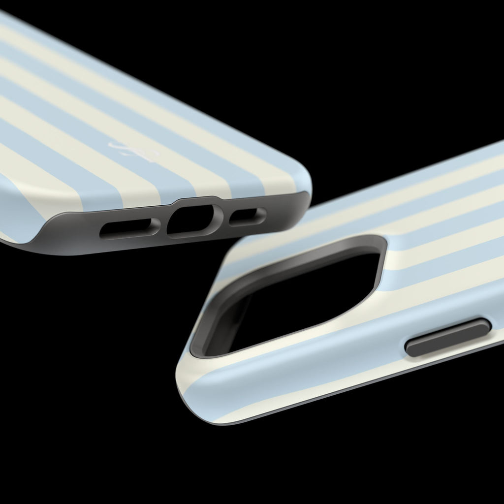 Pastel Blue & Cream Stripe Magnetic Impact-Resistant Phone Case