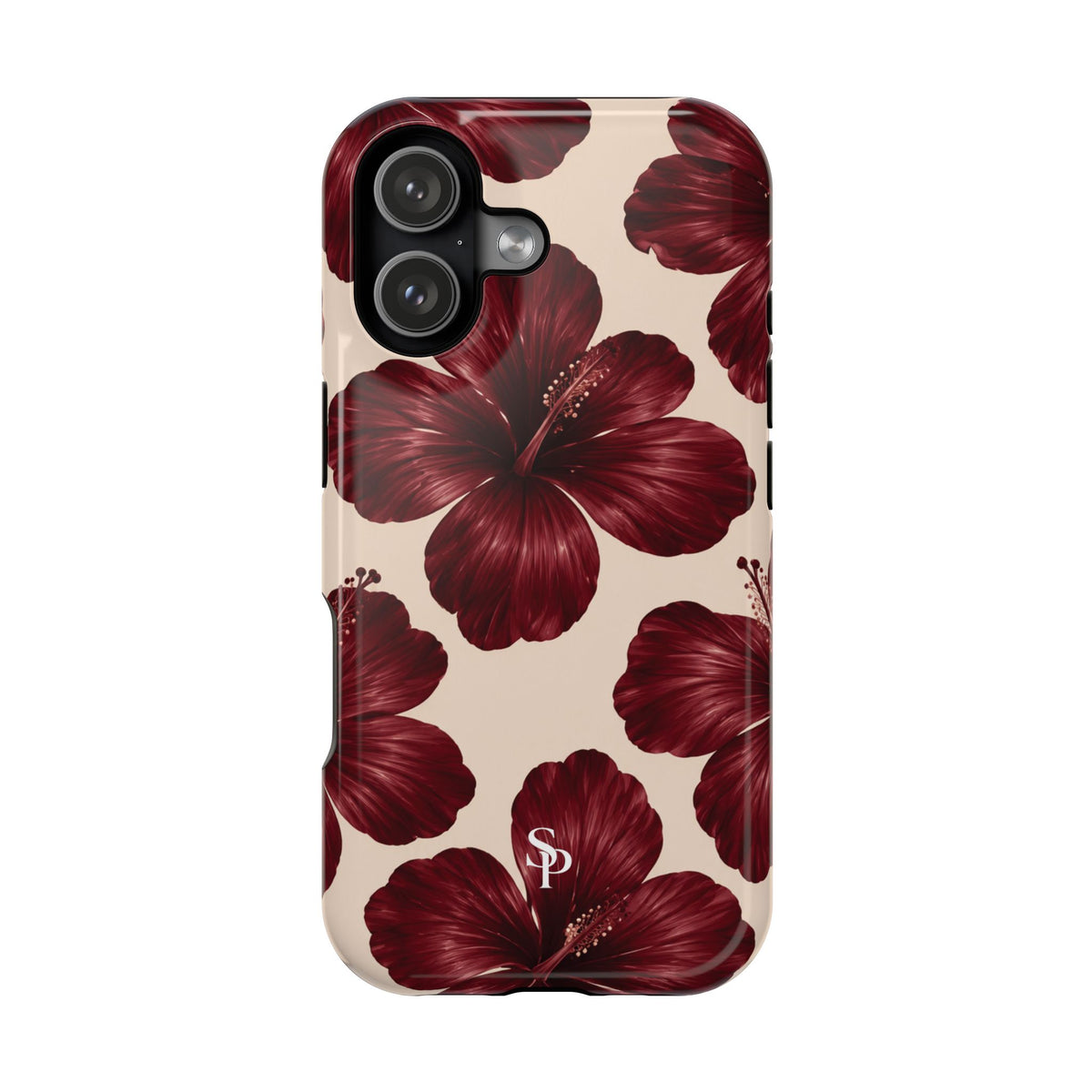 Burgundy Hibiscus Floral Magnetic Phone Case