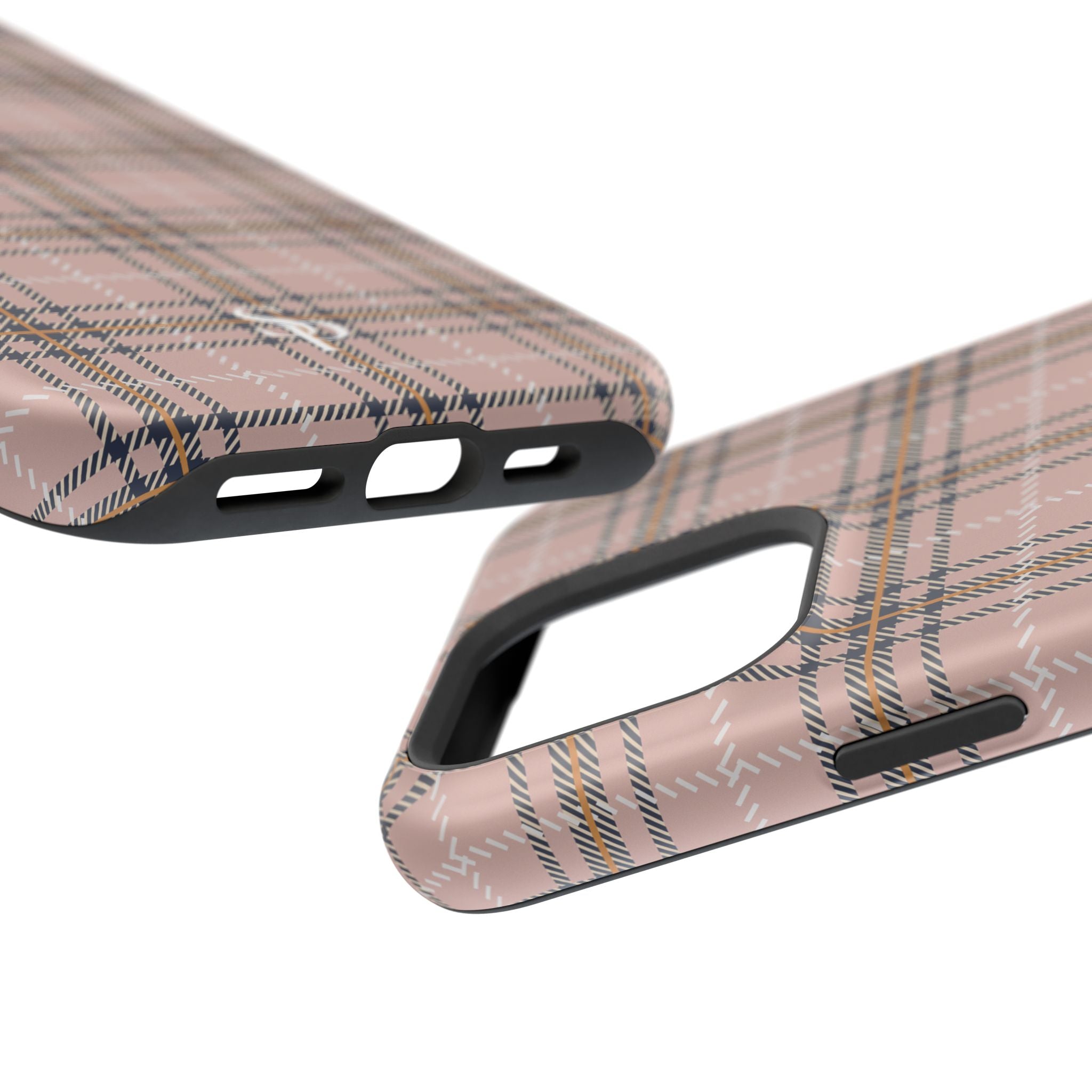 Pink Plaid Magnetic Impact-Resistant Phone Case