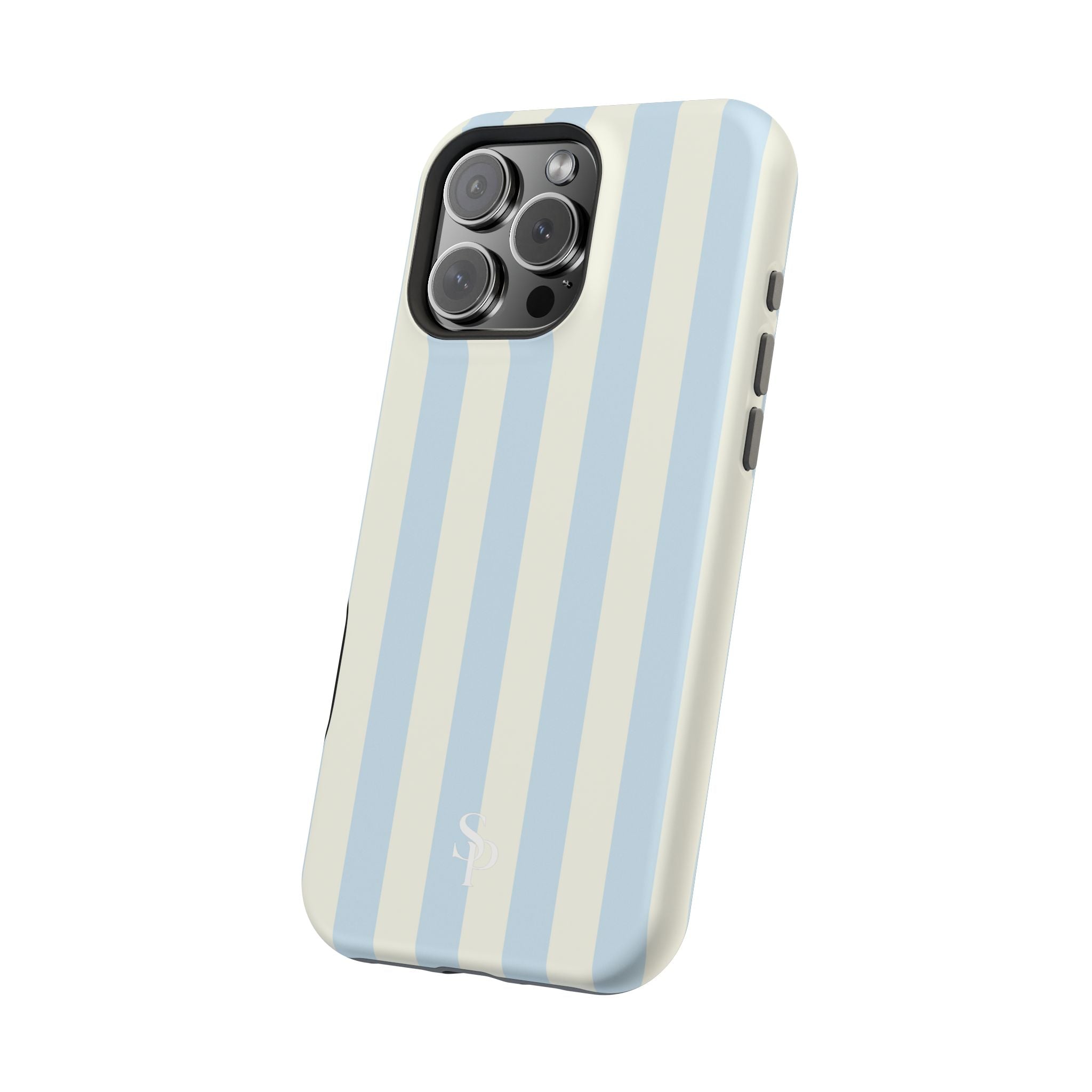Pastel Blue & Cream Stripe Magnetic Impact-Resistant Phone Case
