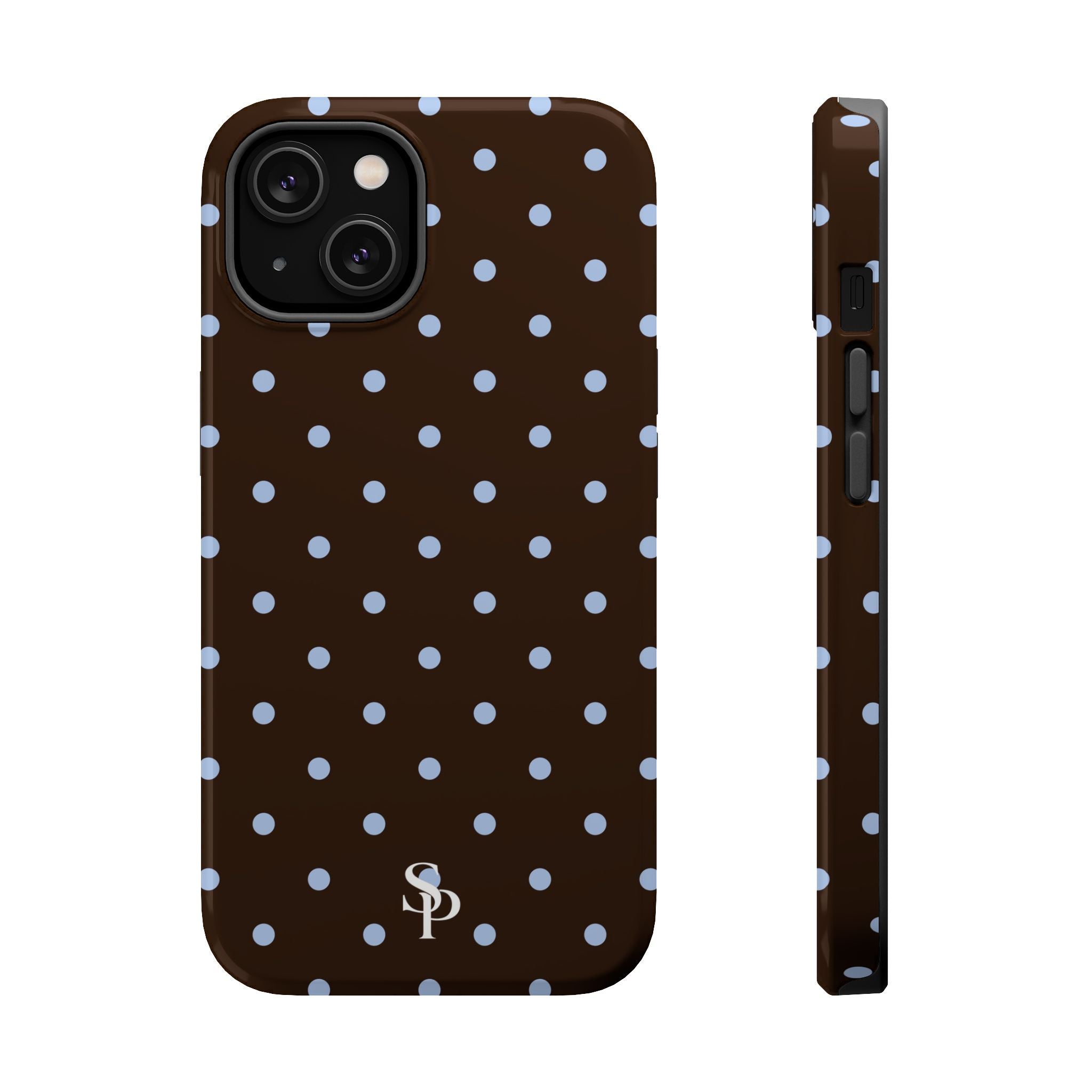 Brown & Light Blue Polka Dot Magnetic Phone Case