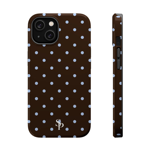Brown & Light Blue Polka Dot Magnetic Phone Case