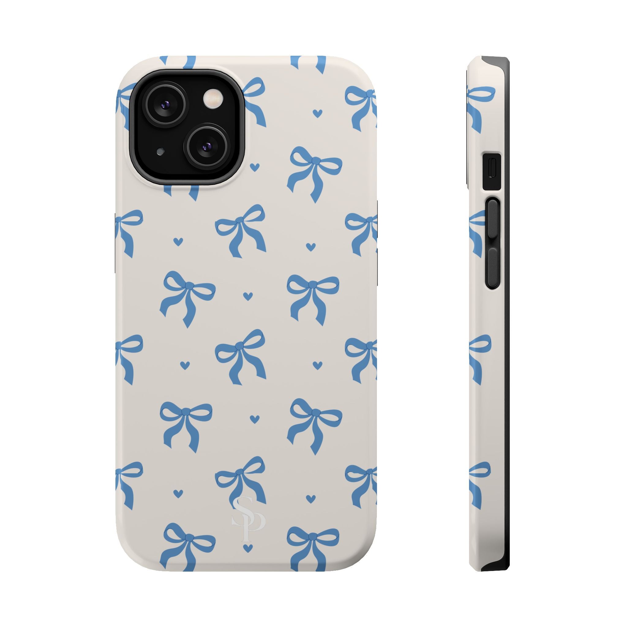 Blue Bow with Small Blue Hearts Magnetic Tough Case