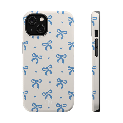 Blue Bow with Small Blue Hearts Magnetic Tough Case