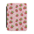 Strawberry Pattern Kindle Case — Pink Cute Floral E-Reader Cover