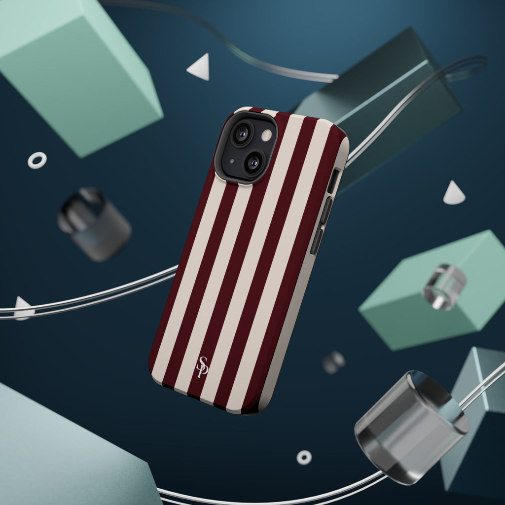 Burgundy Striped Magnetic Phone Case