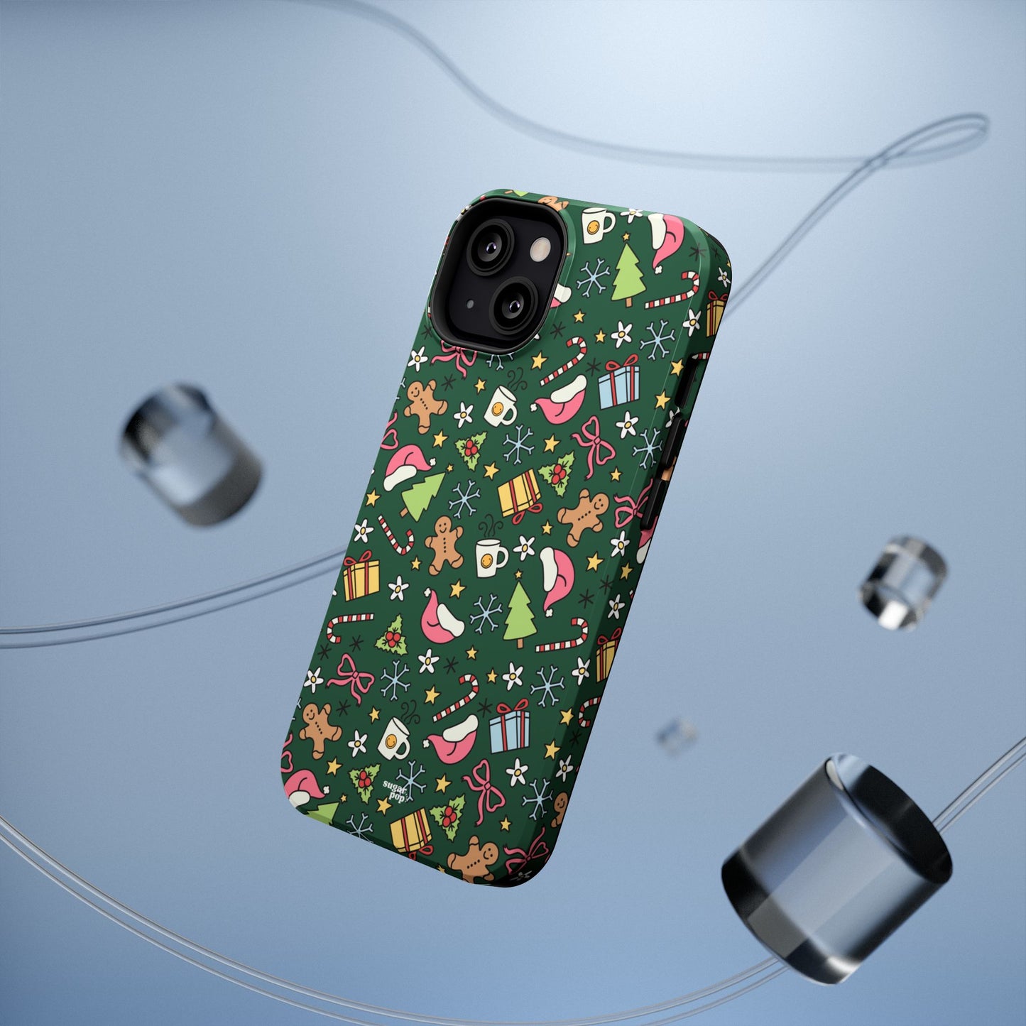 Green Festive Holiday Phone Case - Impact-Resistant Design for Christmas Cheer