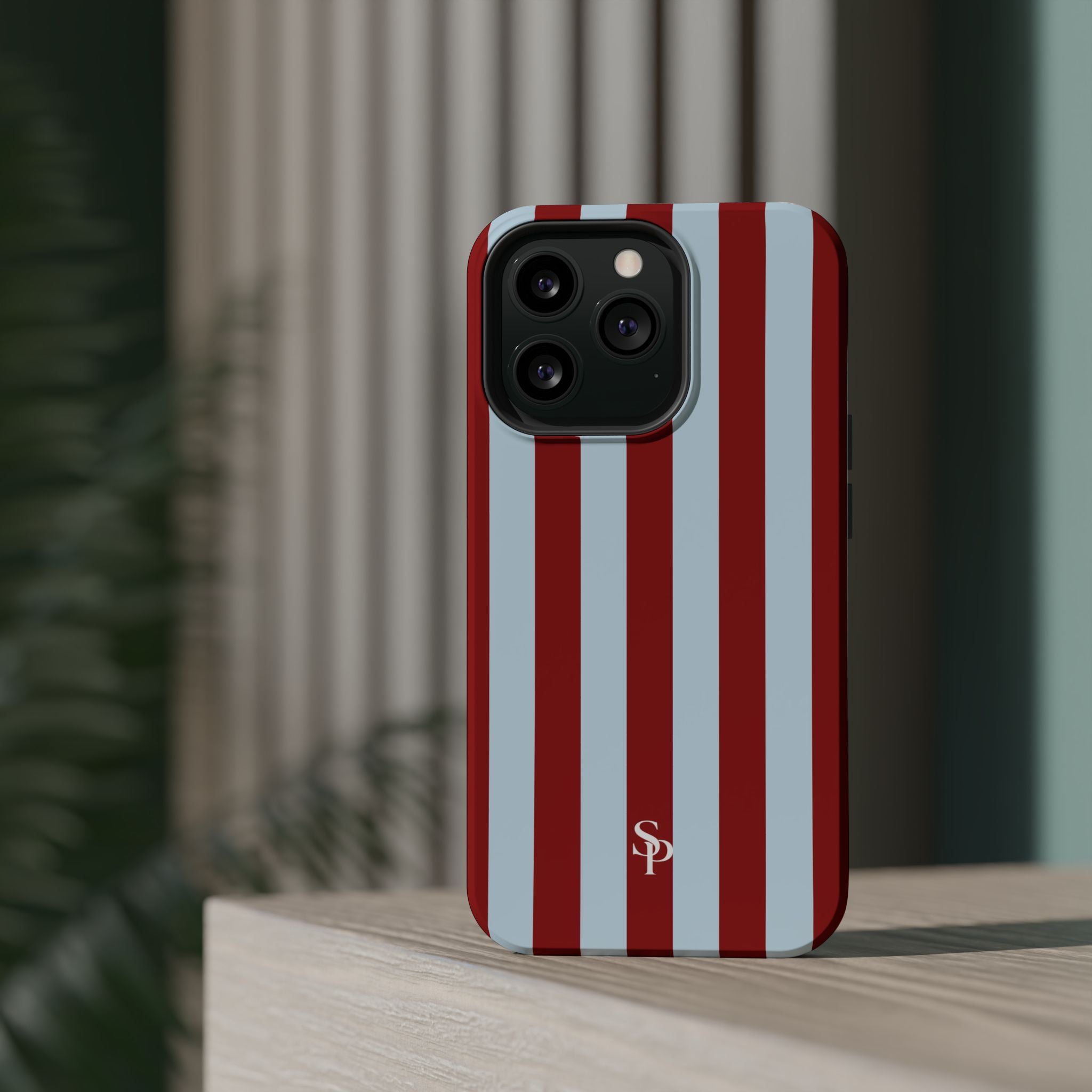 Red & Light Blue Vertical Stripe Magnetic Impact-Resistant Phone Case