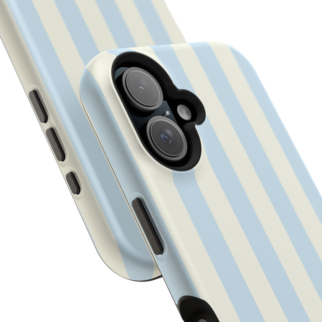 Pastel Blue & Cream Stripe Magnetic Impact-Resistant Phone Case