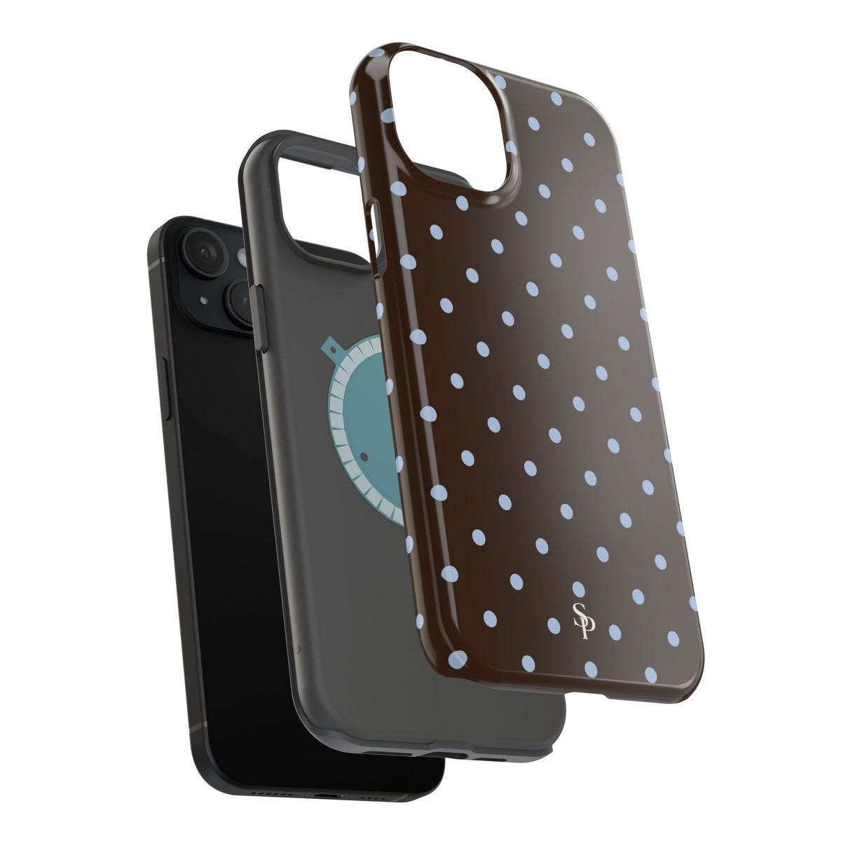 Brown & Light Blue Polka Dot Magnetic Phone Case
