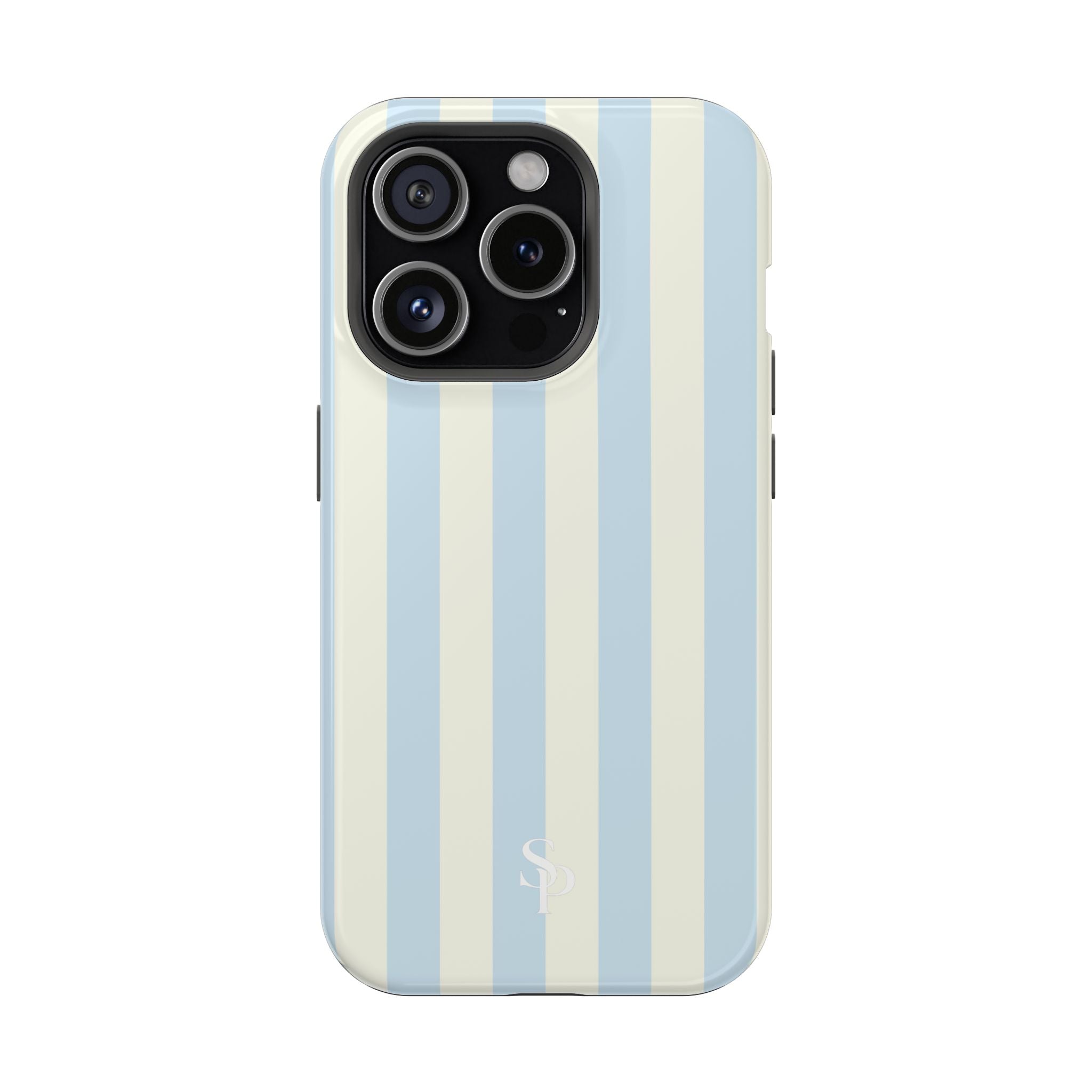 Pastel Blue & Cream Stripe Magnetic Impact-Resistant Phone Case