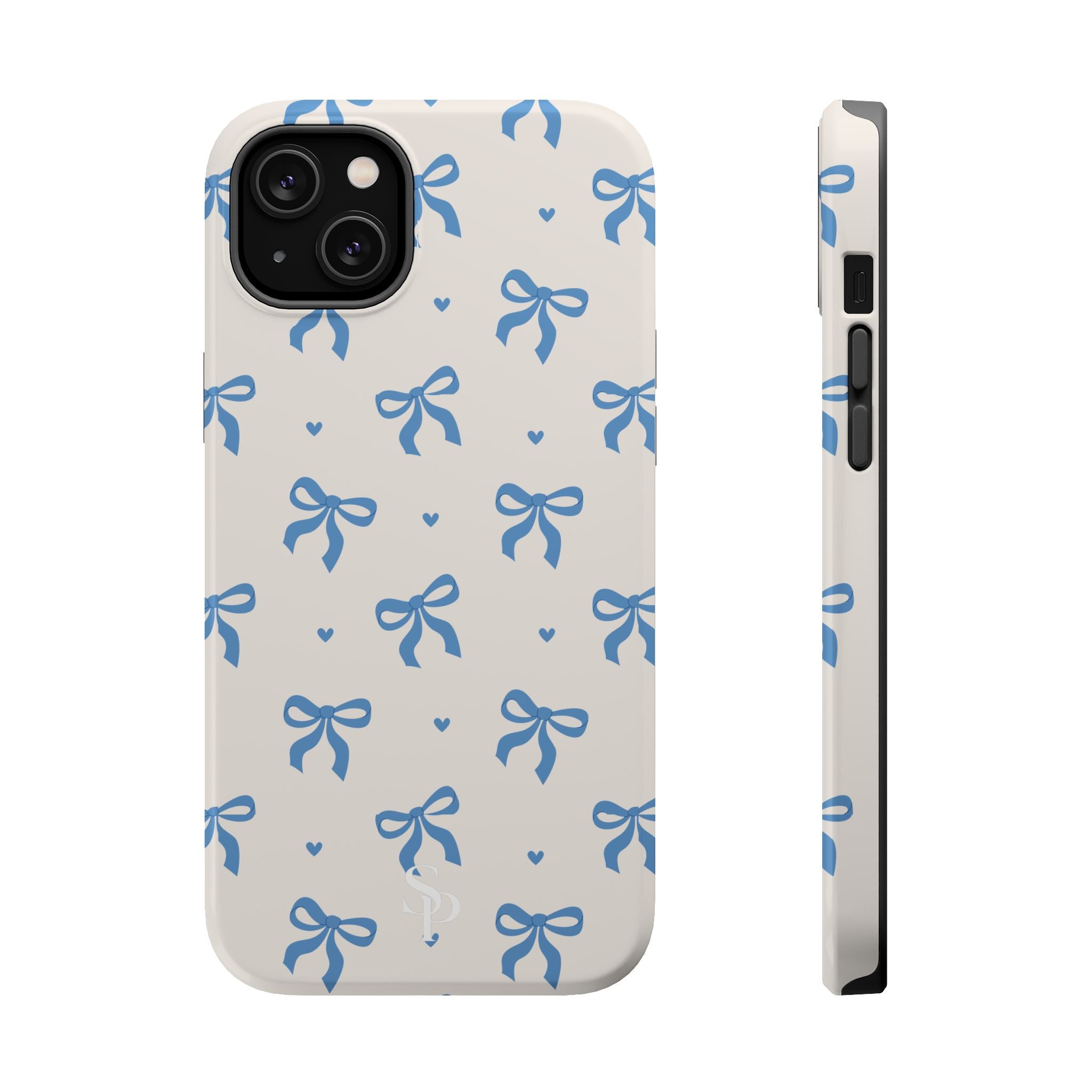 Blue Bow with Small Blue Hearts Magnetic Tough Case
