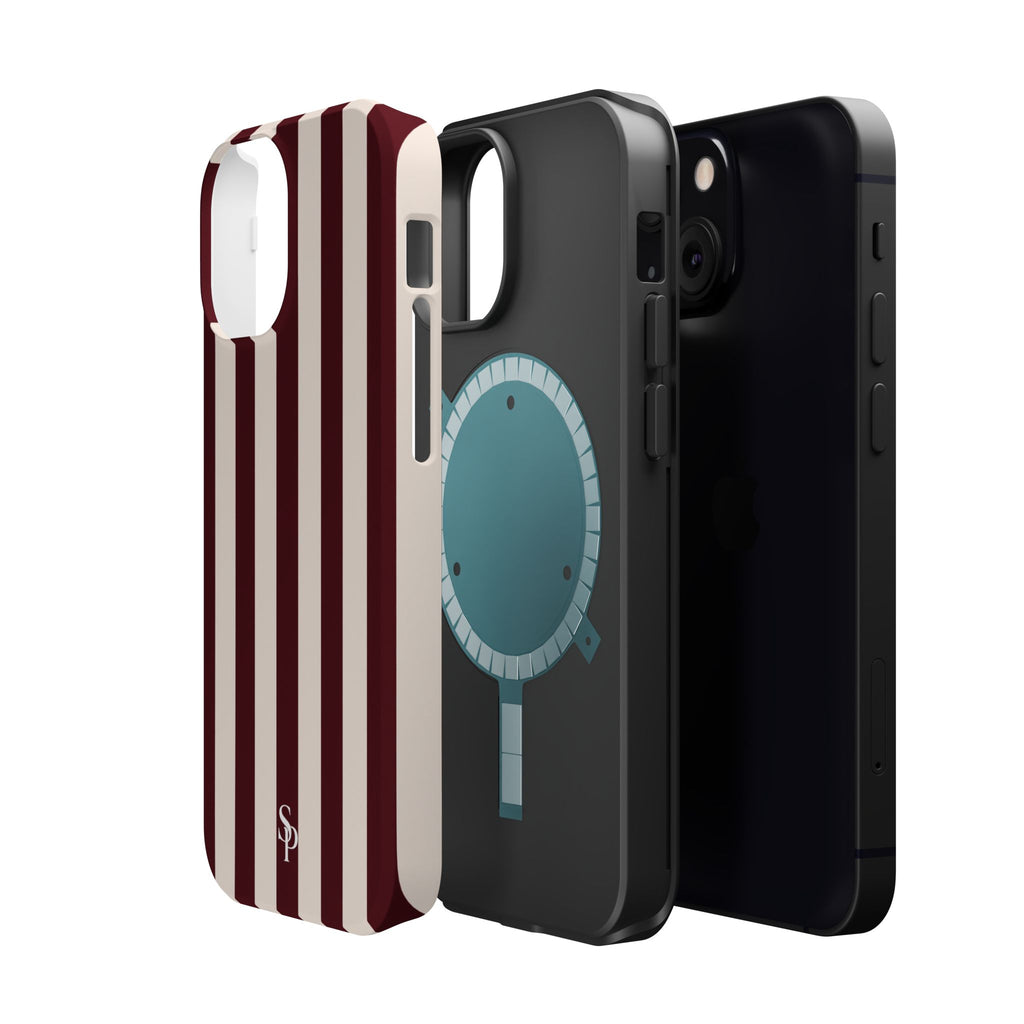 Burgundy Striped Magnetic Phone Case