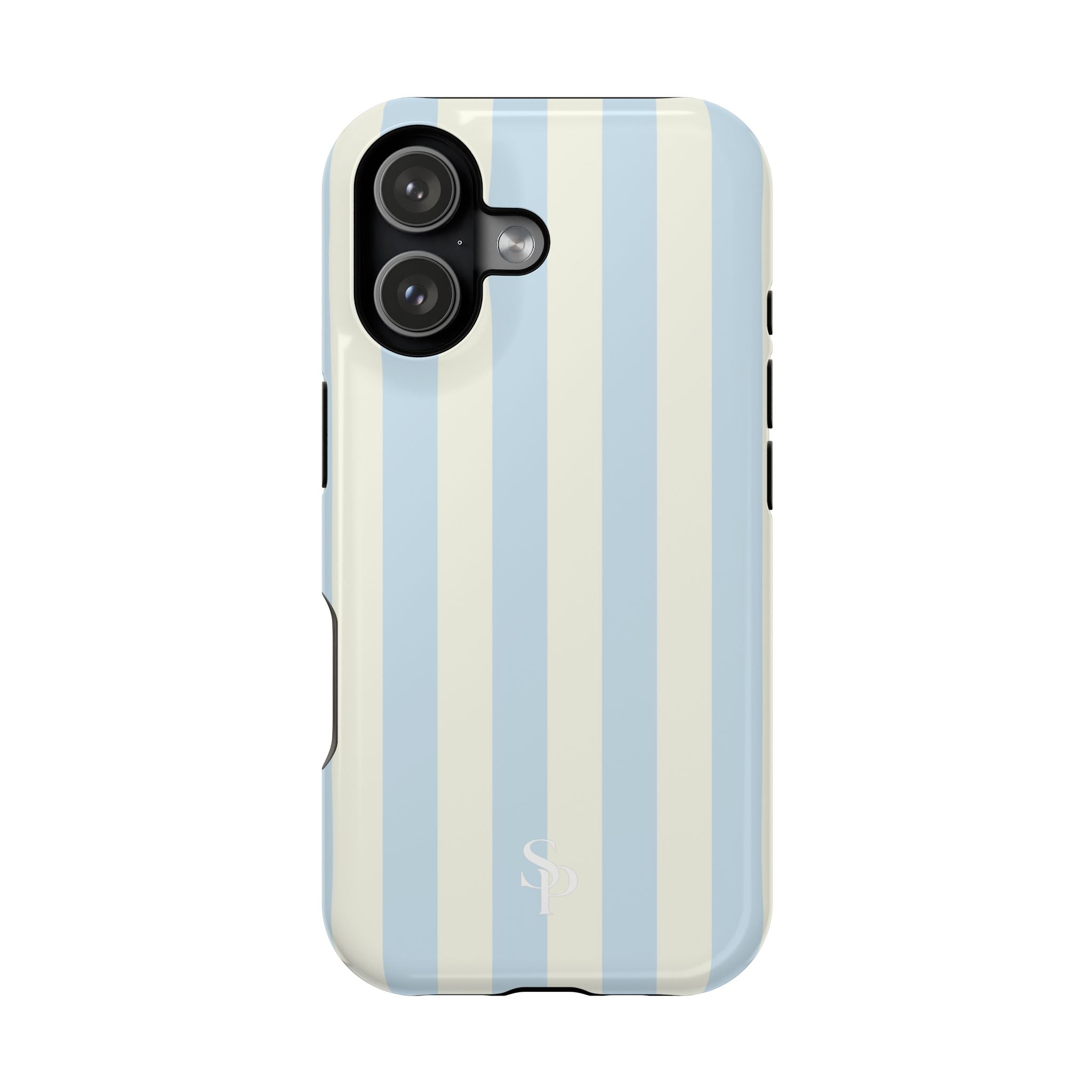 Pastel Blue & Cream Stripe Magnetic Impact-Resistant Phone Case