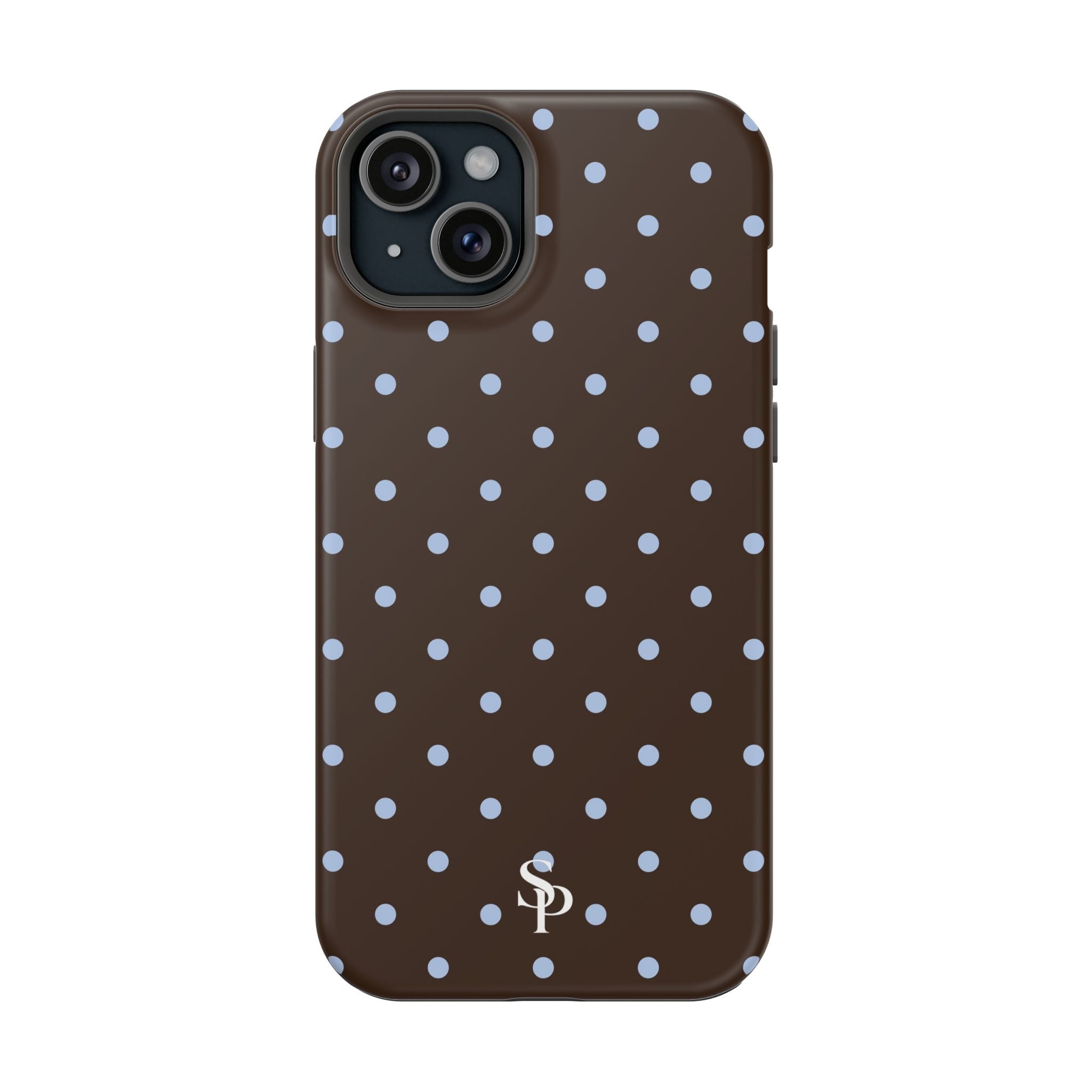 Brown & Light Blue Polka Dot Magnetic Phone Case
