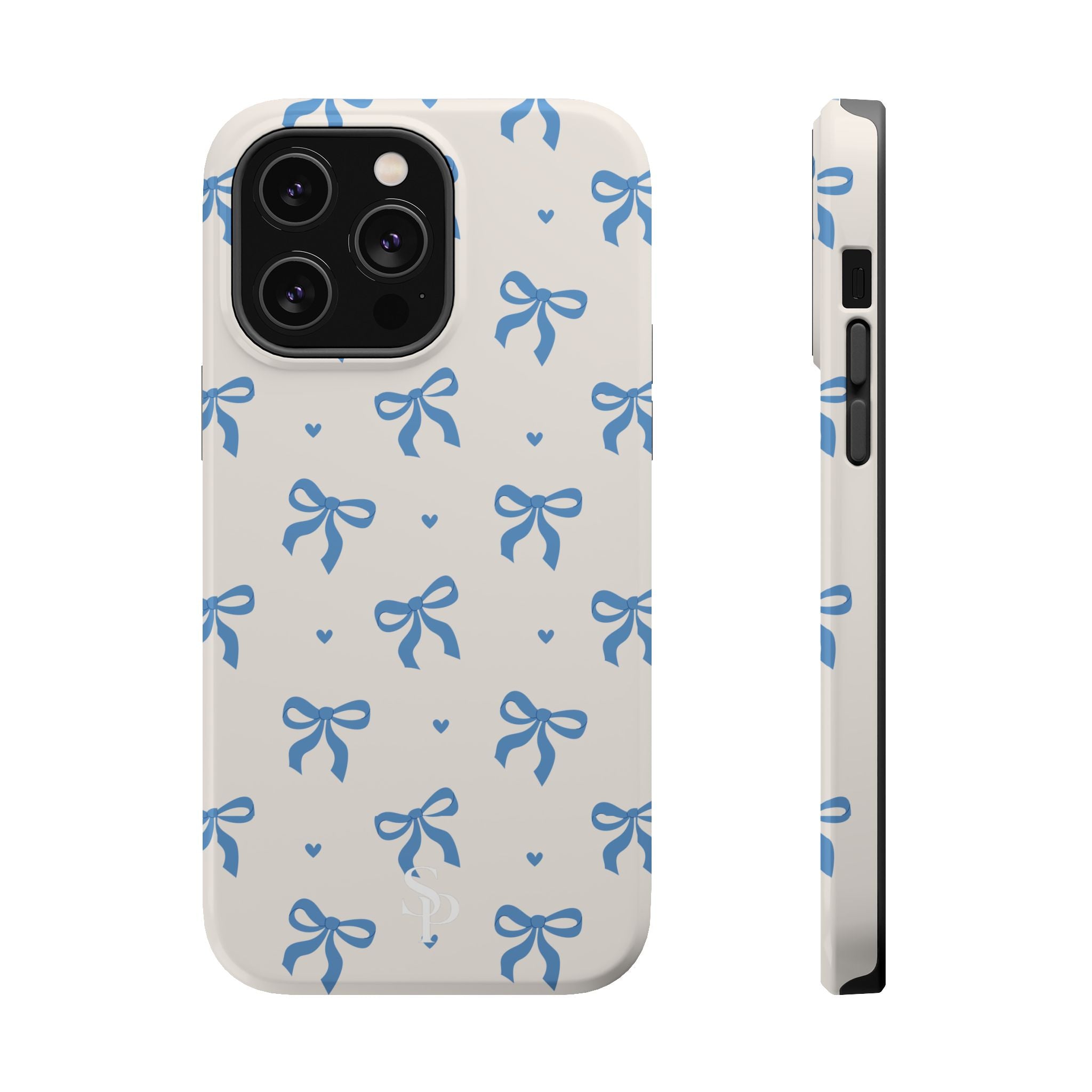 Blue Bow with Small Blue Hearts Magnetic Tough Case