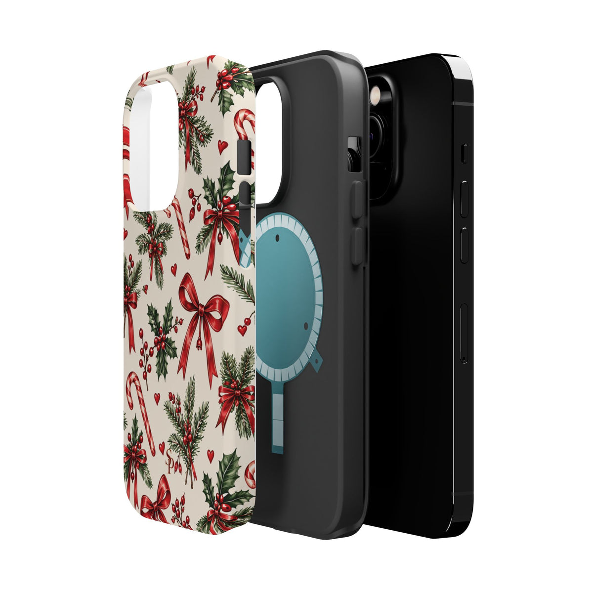 Christmas Candy Cane & Bow Magnetic Phone Case