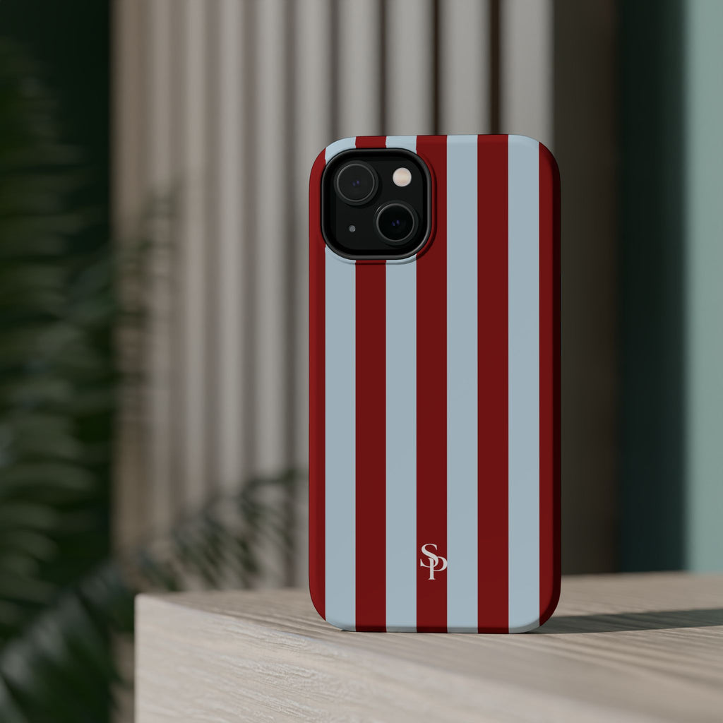 Red & Light Blue Vertical Stripe Magnetic Impact-Resistant Phone Case