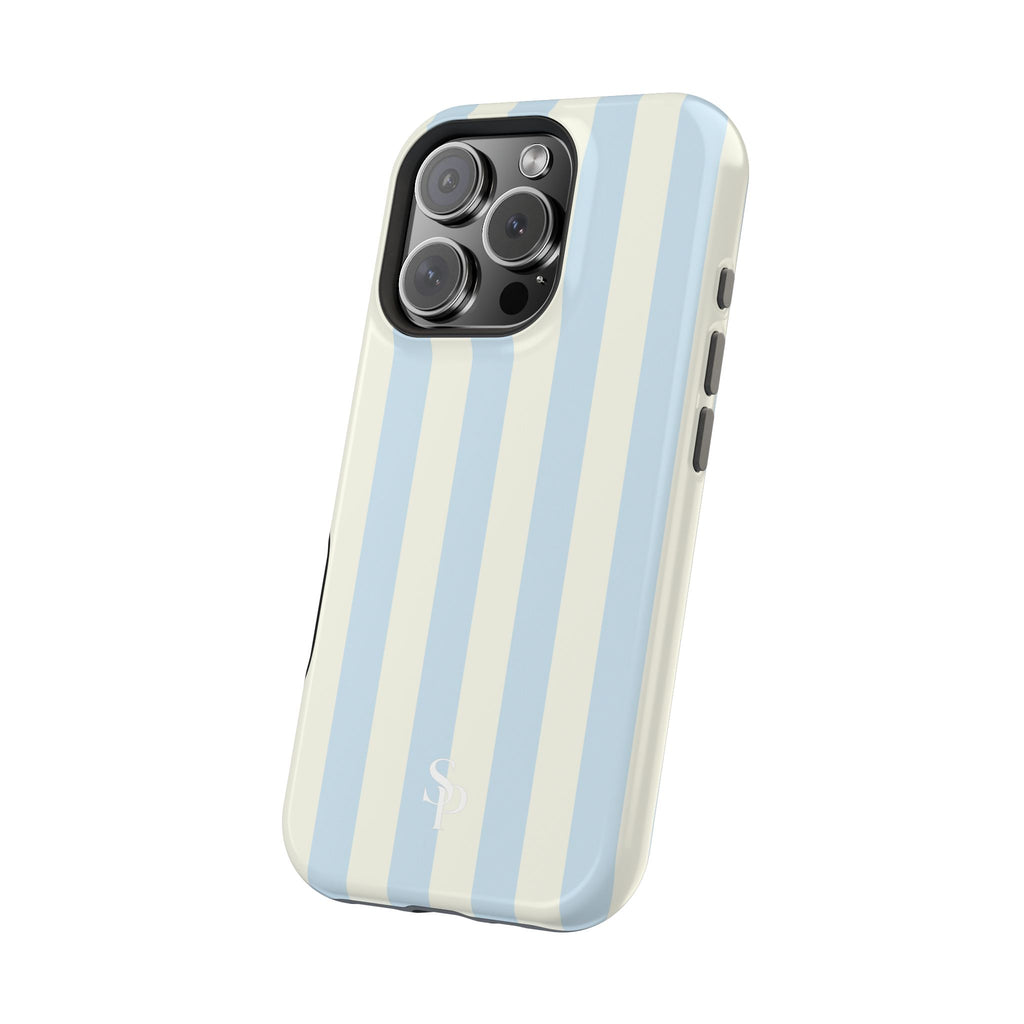 Pastel Blue & Cream Stripe Magnetic Impact-Resistant Phone Case