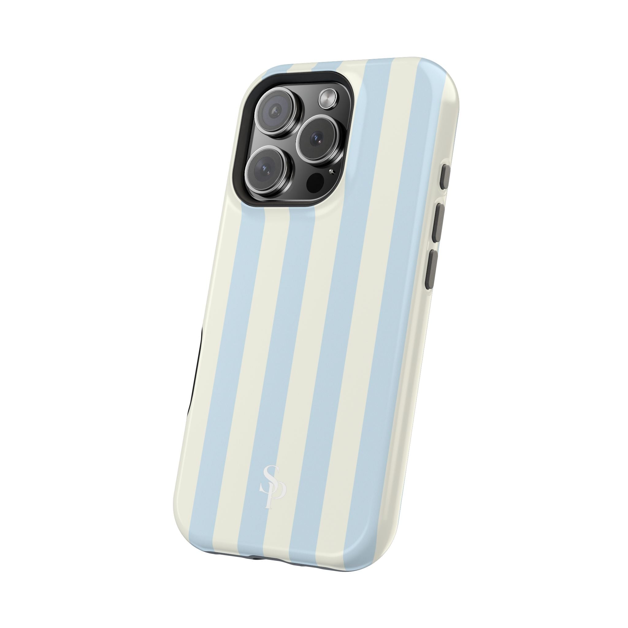 Pastel Blue & Cream Stripe Magnetic Impact-Resistant Phone Case