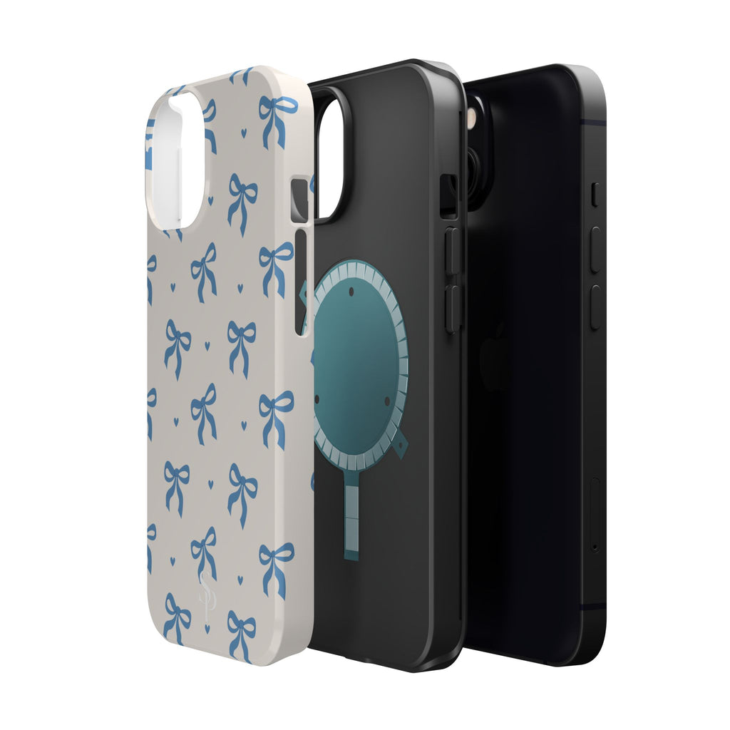 Blue Bow with Small Blue Hearts Magnetic Tough Case