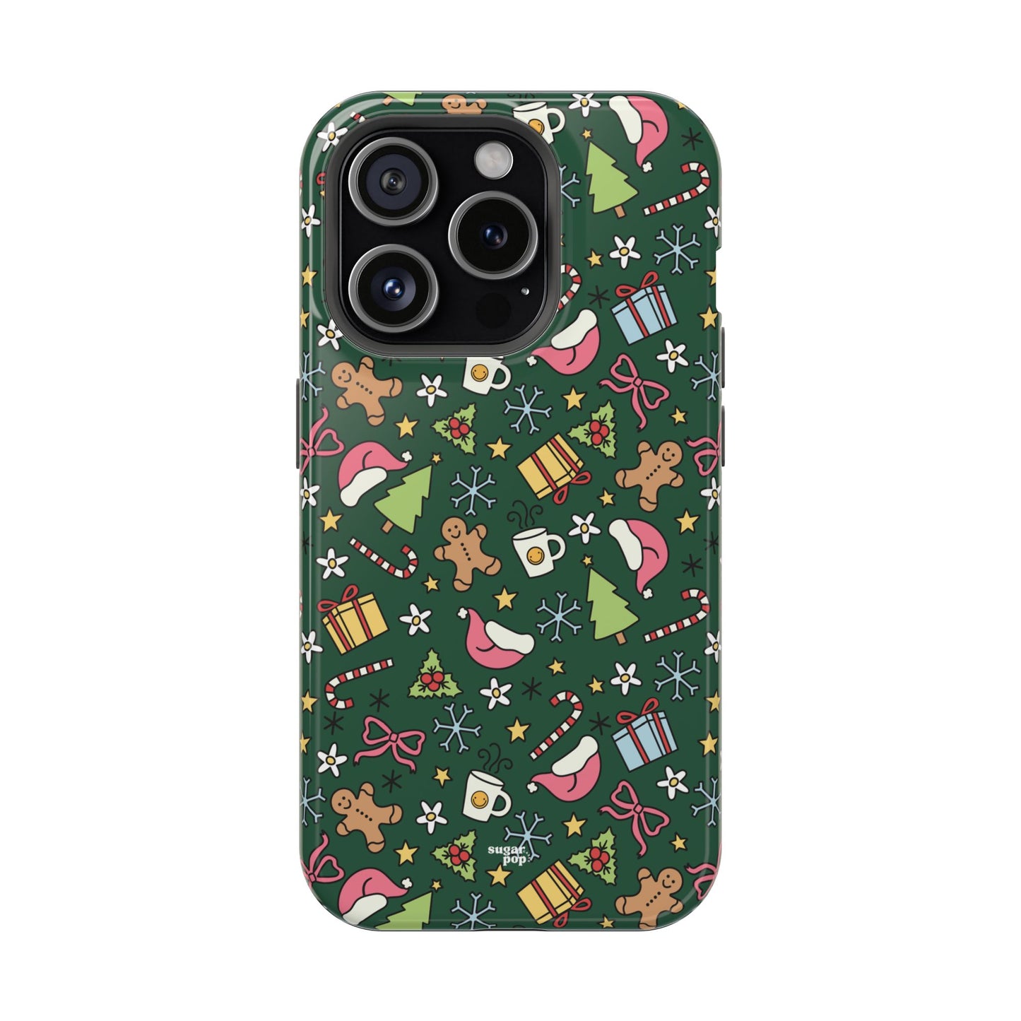 Green Festive Holiday Phone Case - Impact-Resistant Design for Christmas Cheer