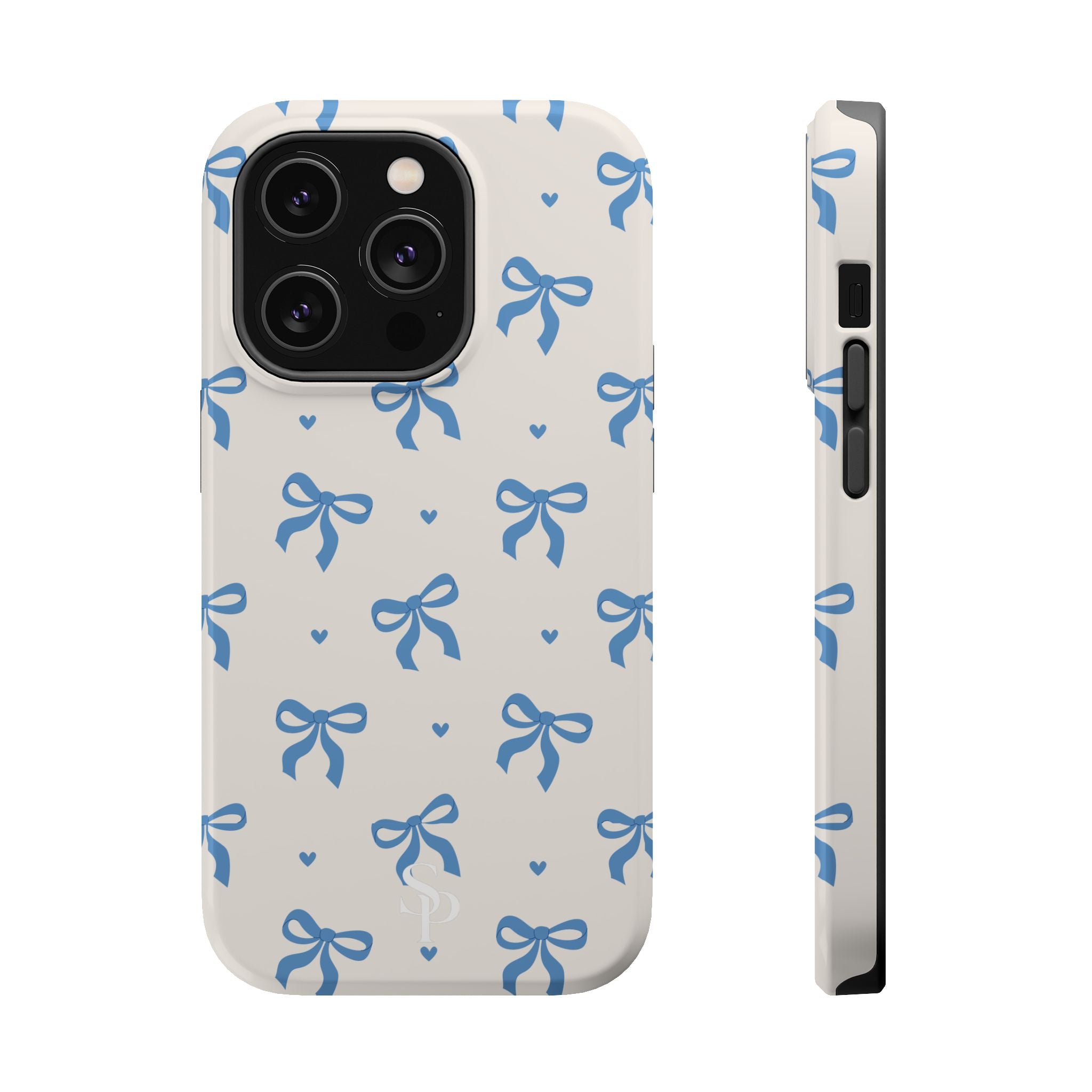 Blue Bow with Small Blue Hearts Magnetic Tough Case
