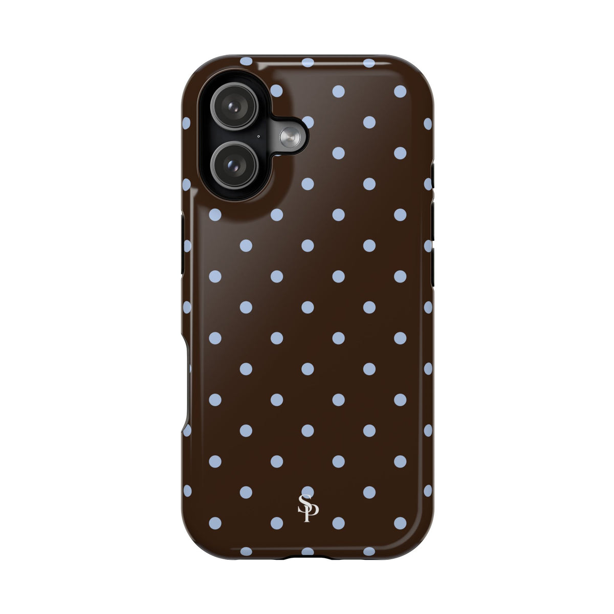 Brown & Light Blue Polka Dot Magnetic Phone Case